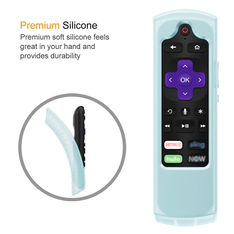CaseBot Case for Roku Voice Remote RCA1R/RCAL7R, Express HD/4K+, Ultra LT Enhanced Voice, Express 3930, Premiere+ 3921, Streaming Stick+ Remote, Anti Slip Shockproof Silicone Cover, Blue Glow - Image 5